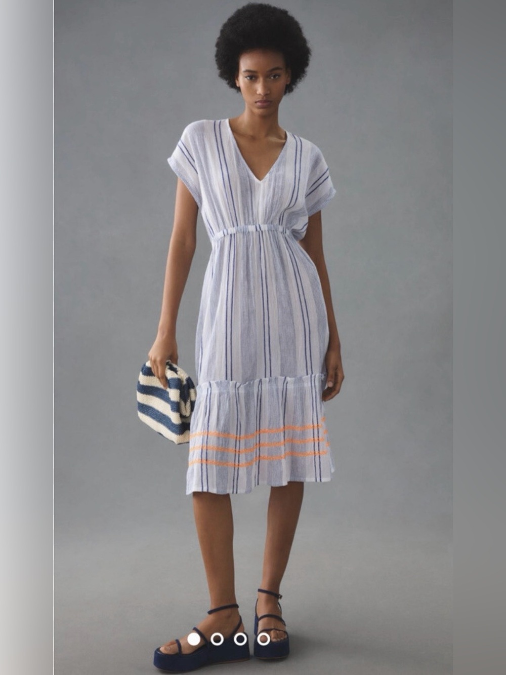 Sundry Embroidered Striped Midi Dress Size 2/ M